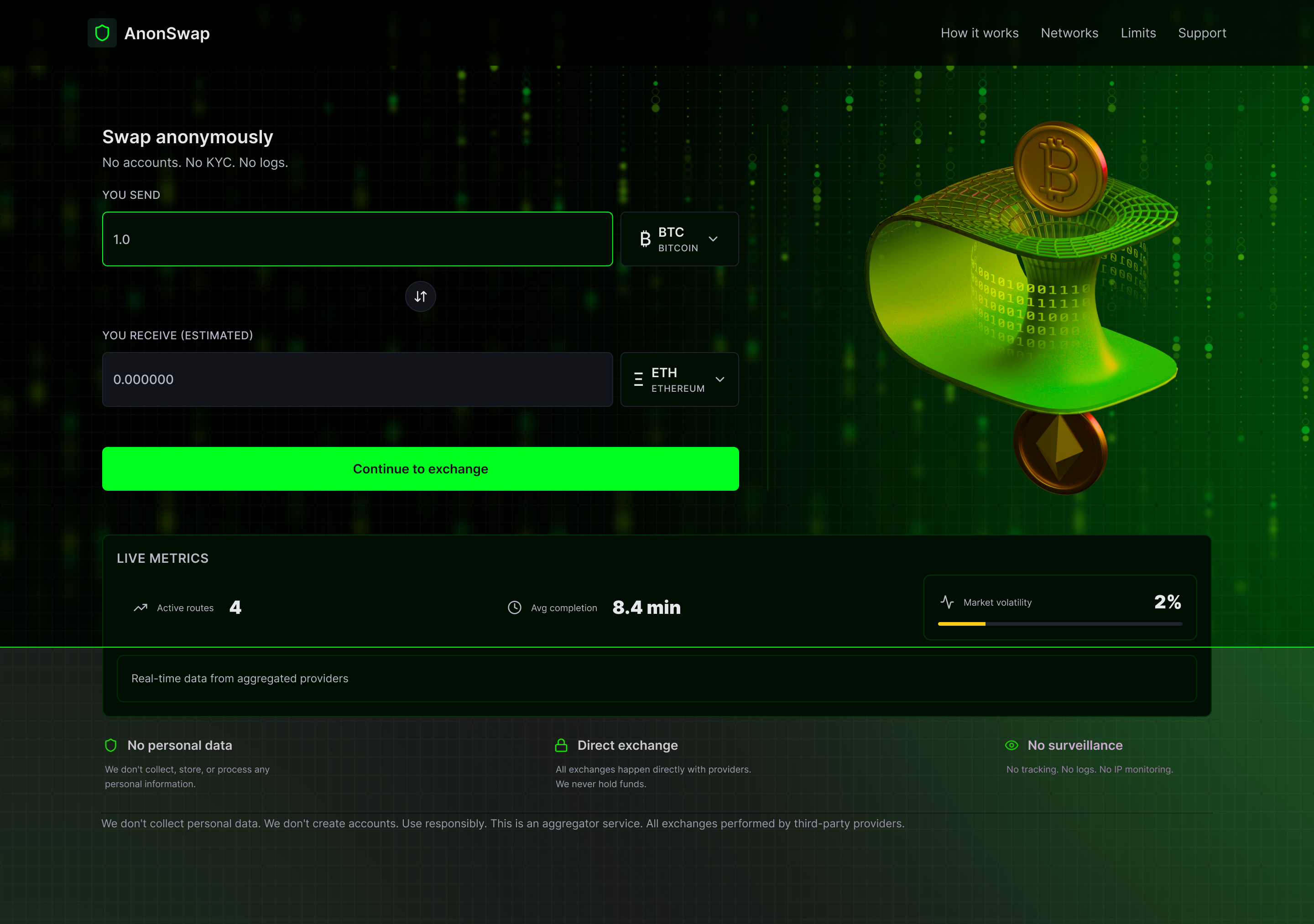 Crypto Swap Web App UI Design 