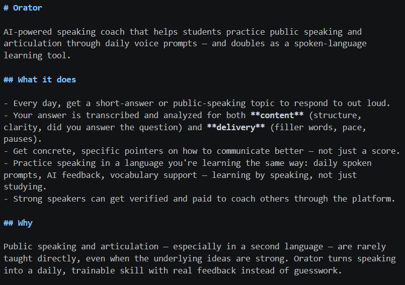 Stark Hackathon Orator